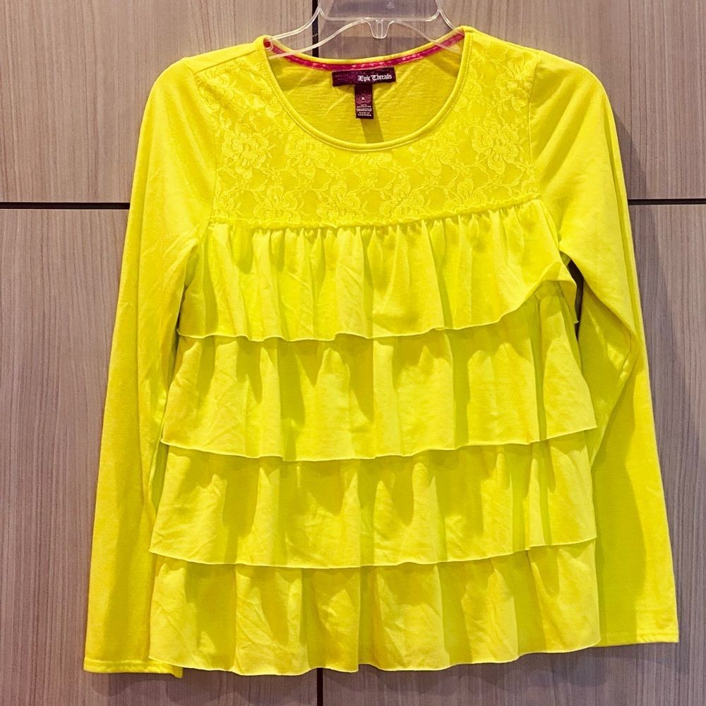 Epic Threads Neon Yellow Green Long Sleeve Top Youth XL